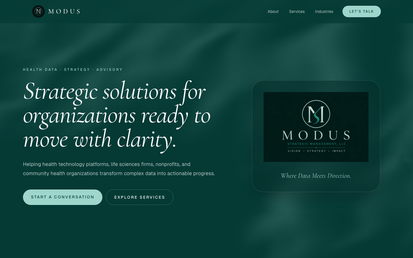 Modus Strategic Management consulting homepage